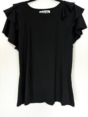 One Eleven North Black Flutter Sleeve Top Size XL